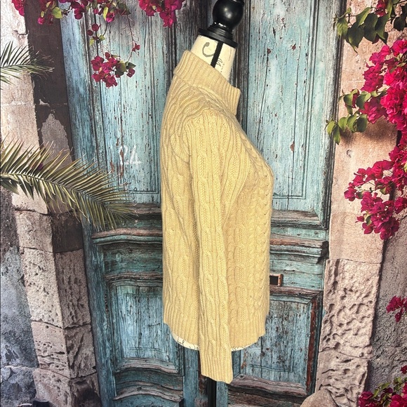 Jeanne Pierre oatmeal cable knit mock turtleneck sweater, size small, GUC - Picture 5 of 8